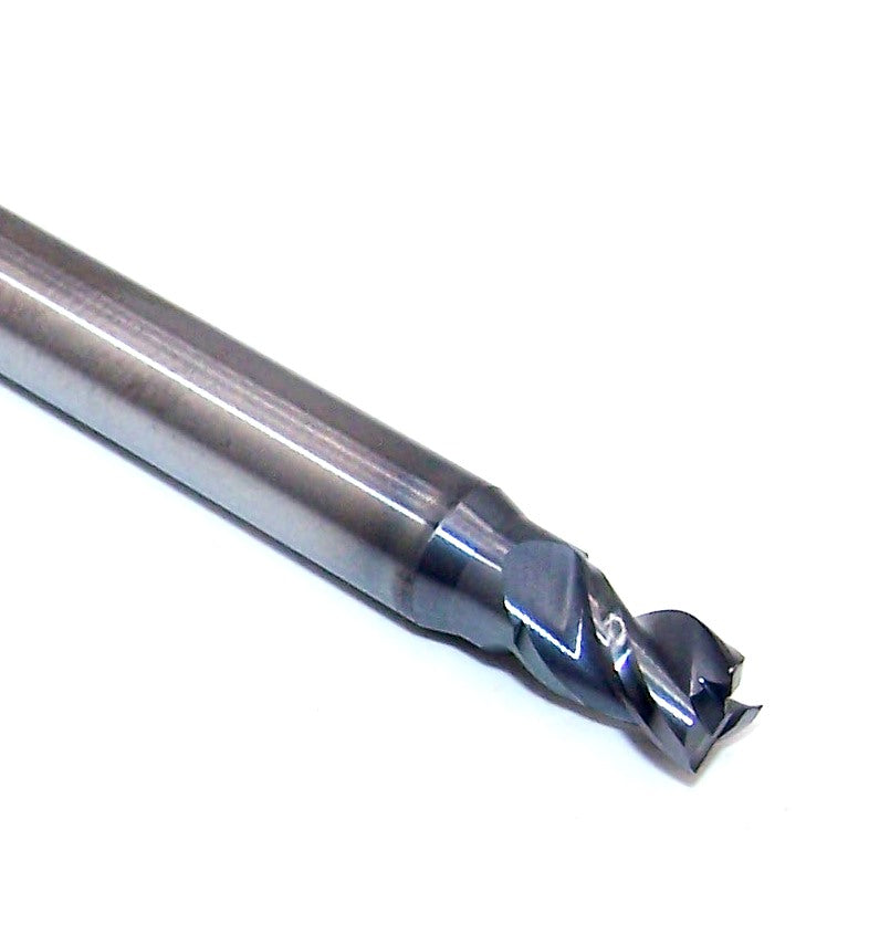 T1969O315CR1 Kyocera Microtools 5.00mm Carbide 3 Flute End Mill .008" Radius Coated .1969" Diameter .315" Flute 2.50" Length .236"shank Titan Series