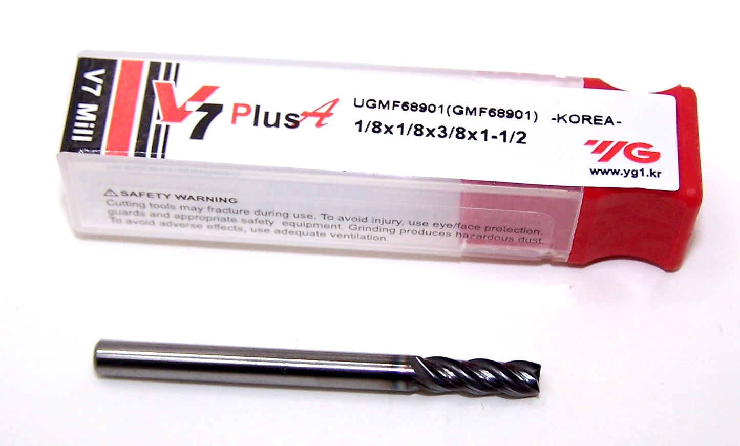 UGMF68901 YG1 1/8" Carbide 4 Flute End Mill Y Coating SQ .1250" Diameter 0.375" Flute 1.50" Length .125" Shank V7PLUSA